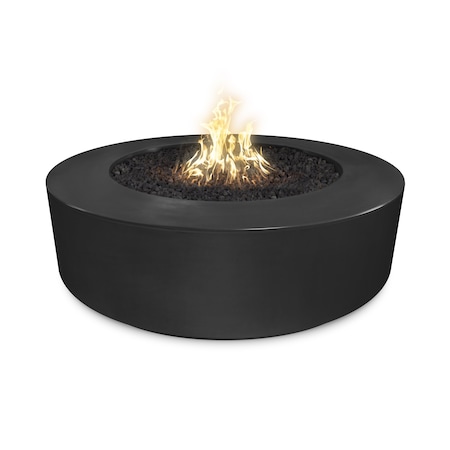 The Outdoor Plus 72 Round Florence Fire Pit - GFRC Concrete - Black - Spark Ignition with Flame Sense - Natural Gas OPT-FL72FSEN-BLK-NG